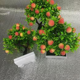 Decorative Flowers Plastic Chic Beautiful Artificial Peach Fruits Tree Colourful False Bonsai No-withering Household Supplies