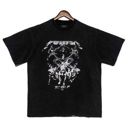 Skull Repeat Wizard Three Head Dog Print Short Sleeve Men's and Women's American Fashion Brand Loose Round Neck T-shirt