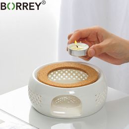 Tea Trays BORREY Ceramic pot Warmer Holder Base Insulation Coffee Water Candle Heating ware 230224