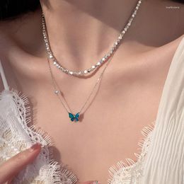 Pendant Necklaces Temperature Control Colour Change Butterfly Link Chain Mood Necklace Women Statement Jewellery Dz154