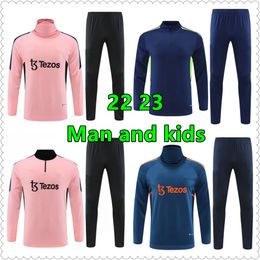 23 24 Kids and Man Utd Tracksuit Training Costume 22 23 Boys Martial Rashford Football Half Zipper Jacket Sportswear Foot Jogging