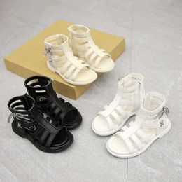 Sandals Girls Summer Sandals Teen Soft Sole High Top New Children Gladiator Sandals Kids Breathable Beach Shoes 2022 Fashion Ankle Boots Z0225