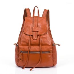 School Bags Brand Natural First Layer Cowhide Cowskin Genuine Leather Women Backpack Large Capacity Shoolbag Boy Travel Bag
