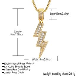 All-match gold flash lightning Necklace jewelry set Diamond Cubic zirconia pendant hip hop necklaces Bling jewelry for women men stainless steel chain will and sandy