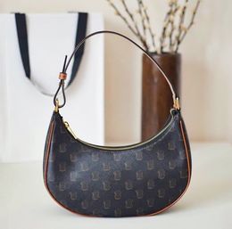 Luxury Half moon Shoulder Bag for Woman Designer bag small handbag black Leather tote underarm crescent bag Fashion mens flower crossbody purse mirror quality Bags