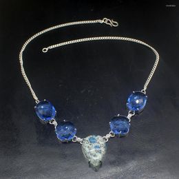 Pendant Necklaces Hermosa Jewelry Gorgeous Sea Sediment Blue Topazz Silver Color Women Ladies Gifts Necklace Chain 44cm 20233406