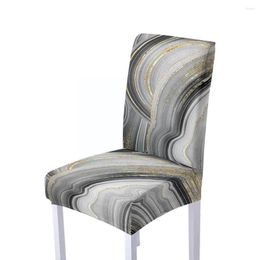 Chair Covers 1pc Marble Pattern Cover Home Kitchen Living Room Replacement Elastic Style Removable Easy Boho Washable I8q5