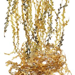 Faux Floral Greenery 10/20m Gold Silver Silk cloth Artificial fake Plant flower leaves wreath ivy vine home wall flower decorations Flower Garland Y2302