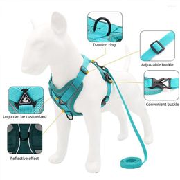 Dog Collars Harness With Traction Belt Set No Pull Vest Strap Adjustable Reflective Breathable For Pet Dogs Puppy And Cats