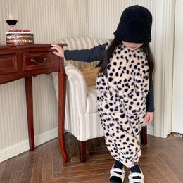 Clothing Sets Children 2023 Autumn Winter Fashionable Girl Leopard Print Korean Style Baby Casual Warm Waistsuit Jumpsuit