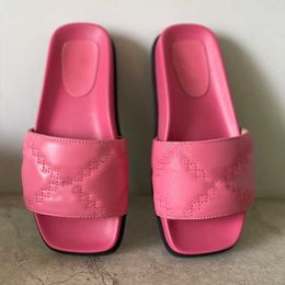 Männer Frauen Plattformrutschen Designer quilten Sandalen echte Leder flache Pantoffeln Gummi Dicke Böden Flip Flops Strand Sommerschuhe mit