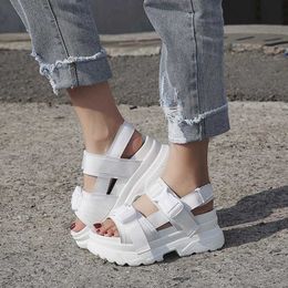 Sandals Comemore 2022 New Summer Women Buckle Black White Roman Platform Sandals Female Comfortable Thick Sole Wedge Beach Shoes Heels Z0224