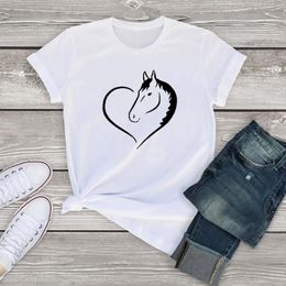 Women's T Shirts Lus Los Fashion Horse Cartoon Print Tshirt Women Casual Funny For Lady Girl Summer Top Tee Kawaii Tshirts Plus Size