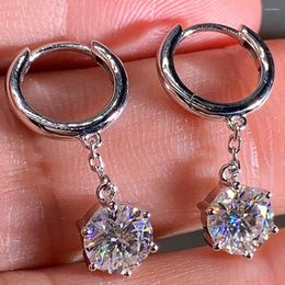 Hoop Earrings 18K White Gold Women Drop Clip Moissanite Diamonds 0.5 1 2 3 Carat Round Wedding Party Engagement Anniversary