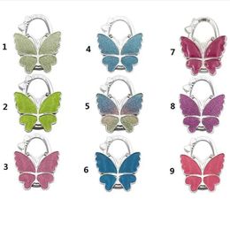 Party Favor Metal Foldable Bag Purse Hook Bag Hanger/Purse Hook/Handbag Holder Shell Bag Folding Table Butterfly Bling Colors