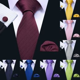 Neck Ties LS5090 New Mens Ties Handkerchief Set 11 Colors Solid Silk Ties For Men Wedding Business Groom Party BarryWang 85cm Neck Tie J230225