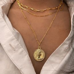 Pendant Necklaces 2023 Womenr Necklace Joyero Jeweler Gothic Portrait Brand Exaggerated Thick Straps Multi-Layer Personality Twin Clavicle