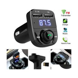 car dvr Bluetooth Car Kit Fm50 X8 Fm Transmitter Aux Modator Hands O Receiver Mp3 Player With 3.1A Quick Charge Dual Usb C Drop Delivery Mob Dhn0V
