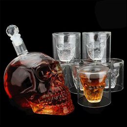 Wine Glasses 125-1000ML High-end Creative Skull Glass Whisky Vodka Crystal Bottle Spirits Cups Transparent Drinking Bar Home 230225