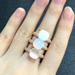 Band Rings Candy Style Inlay Transparency Zircon Crystal For Women 31Colors Fashion Jewellery Gift Opal Topaz 230224