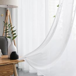 Curtain High Quality Feel Smooth And Soft Touch Chiffon Solid White Sheer Curtains For Living Room Bedroom Voiles Window Tulle