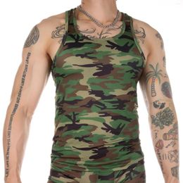 Men's Tank Tops CLEVER-MENMODE Men Muscle Vests Underwear Sleeveless Shirt Top Undershirts Bodybuilding Clothing Camouflage Singlet