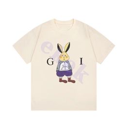 Design Luxury Fashion Brand Mens T Shirt Cool Rabbit Letter Print Round Neck Short Sleeve Breathable T-shirt Casual Top Apricot Asian Size M-2XL