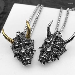 Pendant Necklaces YH Dark Japanese Prajna Retro Net Red Hip Hop Necklace Titanium Steel Personality Trendy Cool Mask