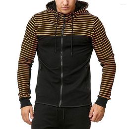 Men's Hoodies Allthmen Euro Size Men Zipper Casual Jacket Hooded Sweatshirt Strip And Patchwork Coats Slim Fit Clothes