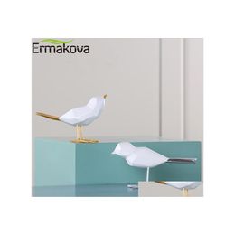 car dvr Novelty Items Ermakova Modern Cute Resin Bird Figurine European Ornaments Geometric Origami Animal Statue Home Office Decor Gift Q11 Dhfh9