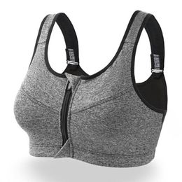 Adjustable Strap Women Running Shockproof Sports Bra Padded Wire With Front Zipper Closure High Impact Fitness Tops Bras Sets215w