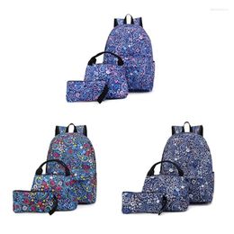 Cosmetic Bags 3pcs School Backpacks For Teen Girls Nylon Daypack Bookbags With Lunch Bag Pencil Case Set