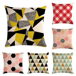 Pillow /Decorative Triangular Lattice Linen Cover Modern Style Colourful Wave Throw Case Home Decor