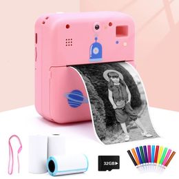 Toy Cameras Multifunction Po Printer Kids Camera Portable Printer Wireless Instant Mini Printer 32GB Card Support Bluetooth Connection 230225
