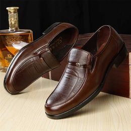 Dress Shoes Men Leather Formal Business Male Office Work Flat Ox Breathable Party Wedding Anniversary 230224