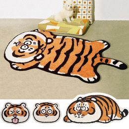 Carpet Cute Rug Furry Non-Slip Carpets Cartoon Tiger Rug Bedside Carpet Absorbent Bathroom Mat Animals Print Rugs for Kids Room Decor 230225