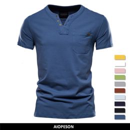 Men's T-Shirts Summer Top Quality Cotton T Shirt Men Solid Colour Design V-neck T-shirt Casual Classic Men's Clothing Tops Tee Shirt Men 230225