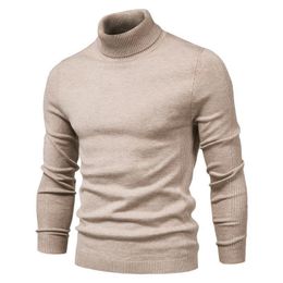 Men's T-Shirts Winter Turtleneck Thick Mens Sweaters Casual Turtle Neck Solid Color Quality Warm Slim Turtleneck Sweaters Pullover Men 230225