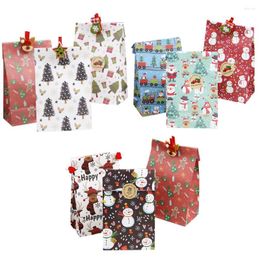 Gift Wrap 10pcs Christmas Candy Cookie Bags Multi Type Colorful Gifts Bag 2023 Noel Party Supplies Merry Xmas Crafts Navidad Decoration