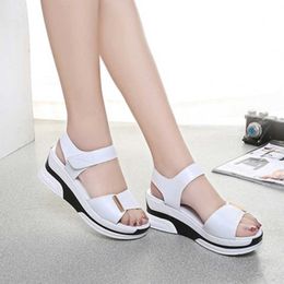 Sandals Pu Leather Women Sandals Shoes Platform Ladies White Sneakers Sandals Shoe 2022 Summer Open Toe Fashion High Heel Footwear Z0224