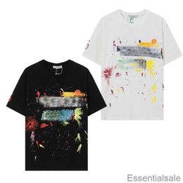 Designer Mens 2023 T-shirts Lanvins Streetwear Tees American High Street Painted Graffiti Womens Loose Short Sleeves Sweat Sports Casual Clothes 6v9u