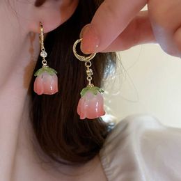 Charm 2022 Korean New Exquisite Tulip Flower Earrings Fashion Temperament Versatile Simple Earrings Elegant Women Jewelry G230225