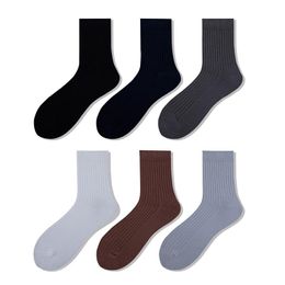 Men's Socks 5Pair For Men High Quality Soild Colors Winter Warm Thick Elastic Knitting Casual Ribbing Breathable Male Long