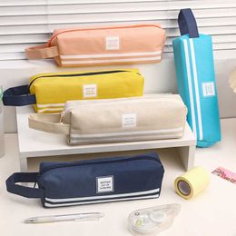 Korean Fashion Transparent Pencil Case Pouches Simple Macaroon Large Capacity Bag Stationery Organizer case Holder