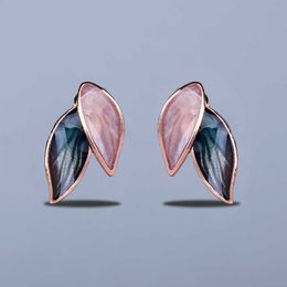 Charm Exquisite Small 925 Silver Earrings Leaf Shape Earrings Fashion Leaf Earrings Handmade Enamel Jewellery Party Gifts Women Jewellery G230225