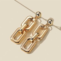 Charm Chain Gold And Sliver Earrings For Women Acrylic Female Statement Earrings Vintage Boho Dangle Geometry Bohemian Earings G230225