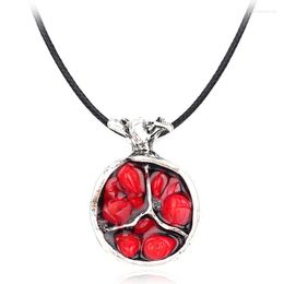 Pendant Necklaces Vintage Punk Long Necklace Fruit Statement & Pendants Red Stone 90 Cm Leather Rope Christmas Gift Collares Mujer