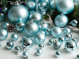 Party Decoration 3-15cm Matte Blue Light Christmas Ball Wedding Birthday Trend Tree Pendant Bubble Sphere