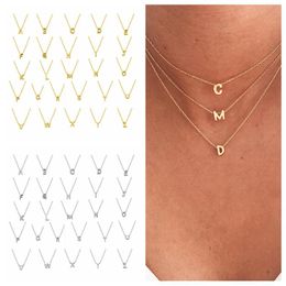 Chains Silver 925 Top Quality Women Girls Initial Letter Necklace Gold Colour 26 Letters Charm Necklaces Pendants JewelryChains