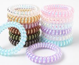 12 Colours Telephone Wire Cord Gum Hair Tie 5.5cm Girls Elastic Hair Band Ring Rope Bling Colourful Bracelet Stretchy Scrunchy